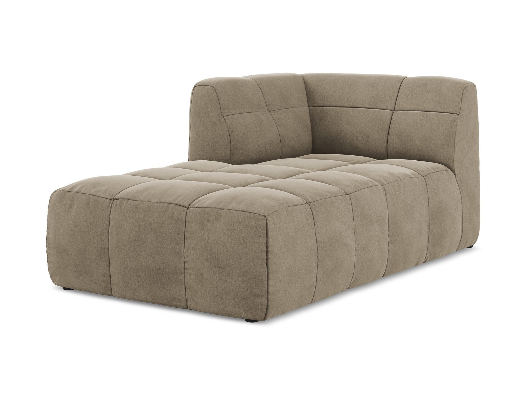 SOFAELEMENT Links Samt Stoff Beige - Beige/Schwarz, Holzwerkstoff/Kunststoff (101/77/175cm) - Makamii