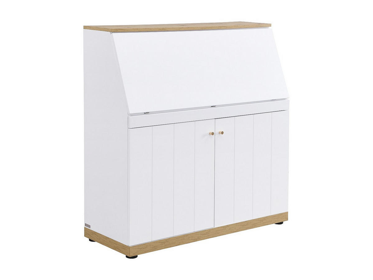 SEKRETÄR - MDF - Weiß & Natur - DUTASI - Naturfarben, Holz (105/40/110cm) - Vente-Unique