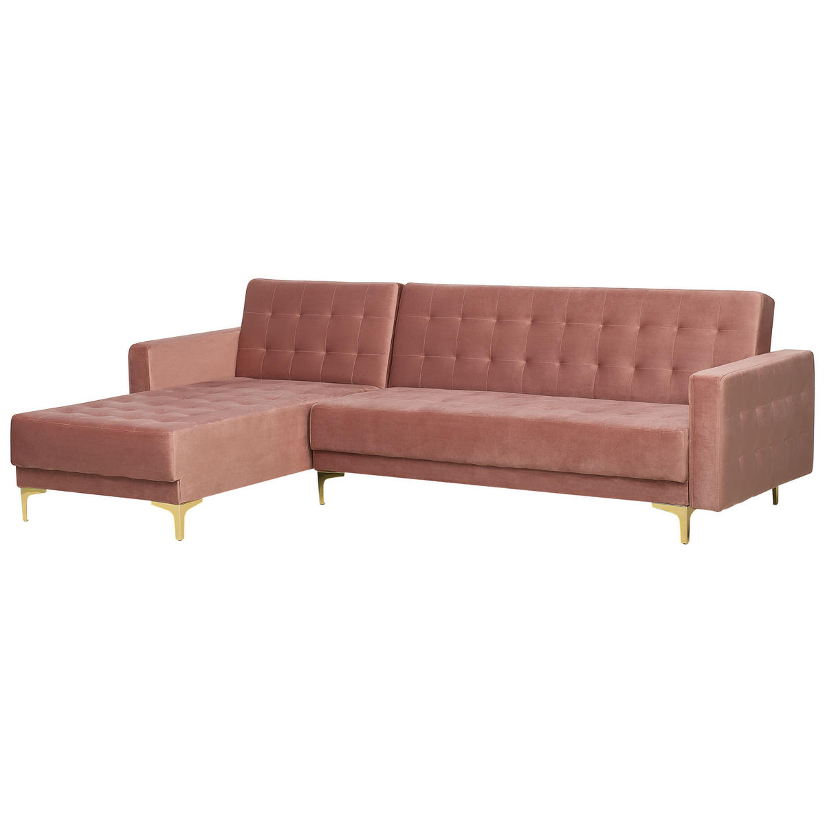 ECKSOFA Samtstoff Rosa linksseitig Aberdeen - Pink, Textil (267/168cm) - Beliani