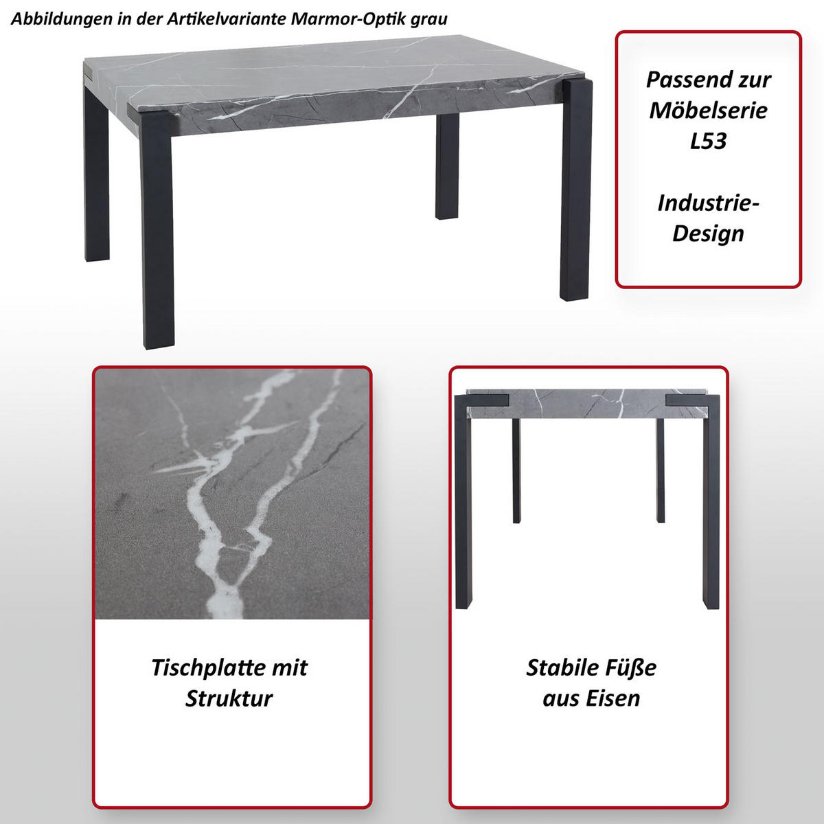 ESSTISCH rechteckig Grau - Grau, Holzwerkstoff (80/140/76cm) - MCW
