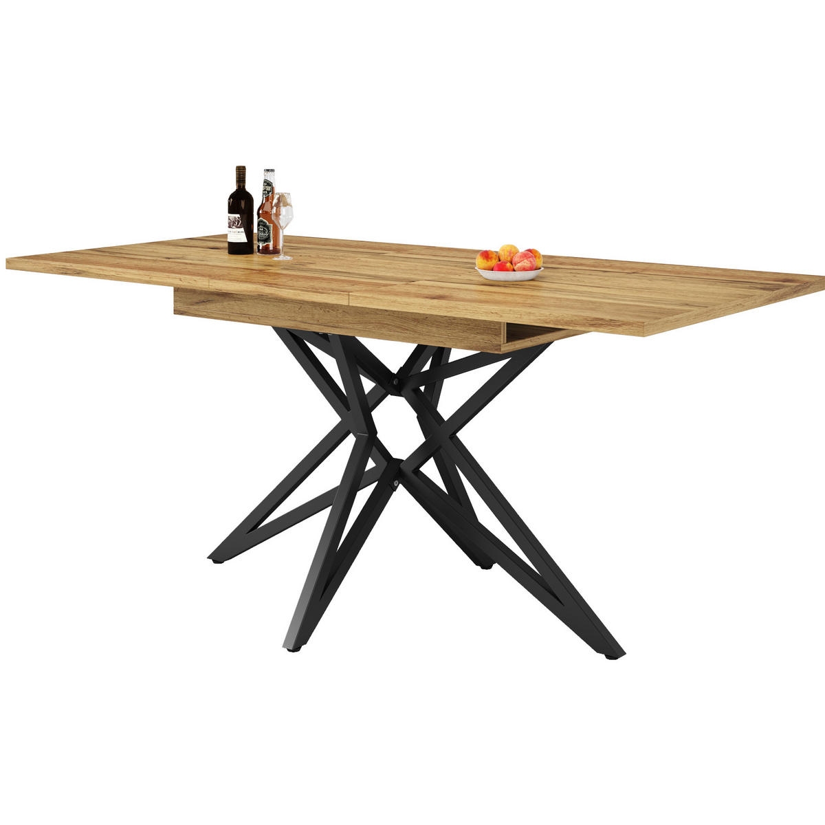 ESSTISCH, MDF mit Metallgestell, ausziehbar 120–160/80/66,1 cm, Walnuss-Optik - Walnussfarben, Holzwerkstoff (120/80/66.1cm) - Redom