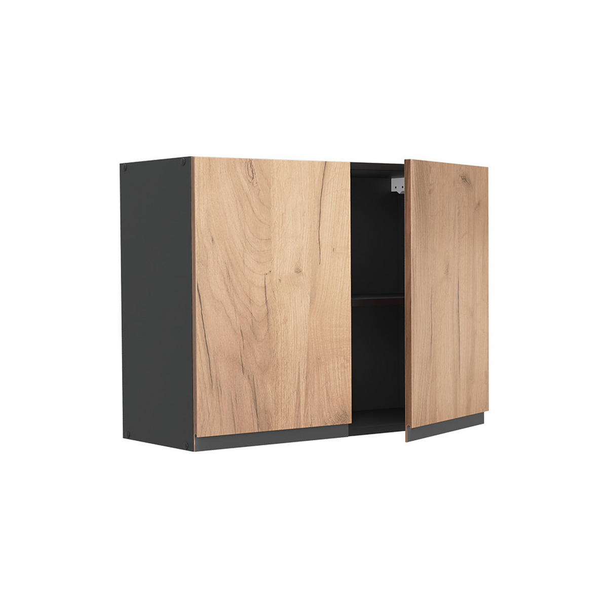 KÜCHENGLASSCHRANK R-Line, Goldkraft Eiche/Anthrazit, 80 cm - Eichefarben/Anthrazit, Holzwerkstoff (80/60/31cm) - Vicco