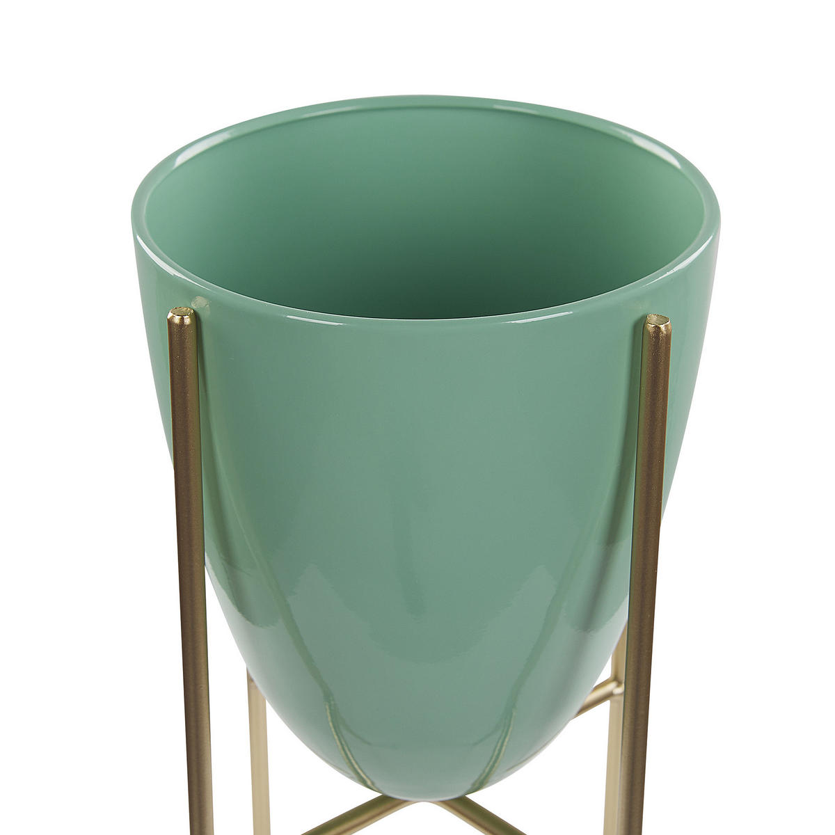 PFLANZENSTÄNDER Metall mintgrün/gold 31 cm Lefki - Goldfarben/Grün, Metall (31cm) - Beliani