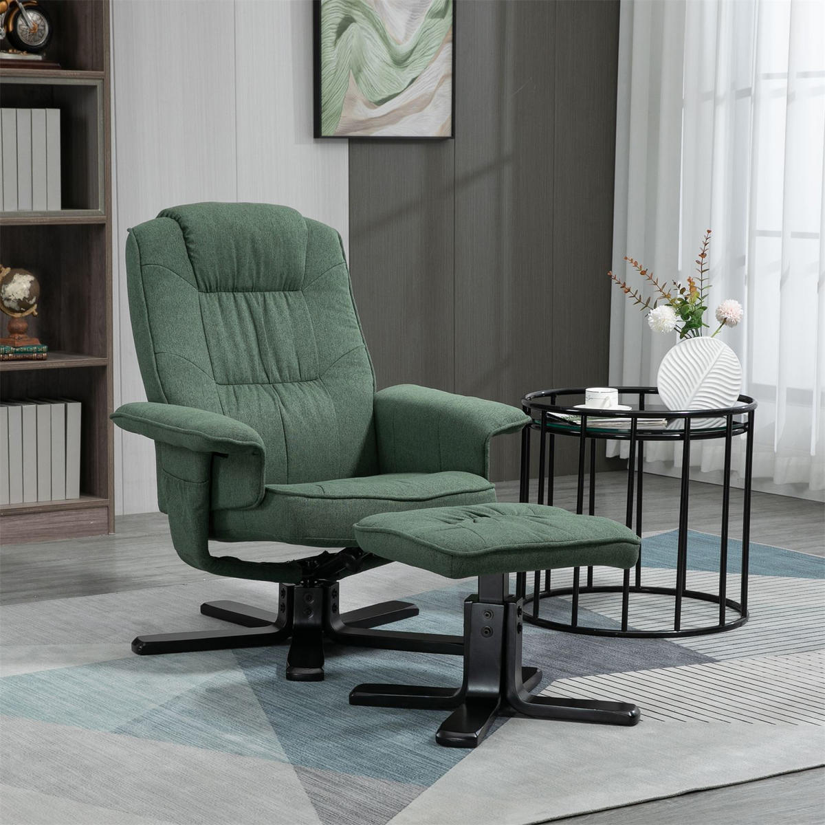 RELAXSESSELSET CHARLY - Dunkelgrün, Textil (76/87/61cm) - IDIMEX