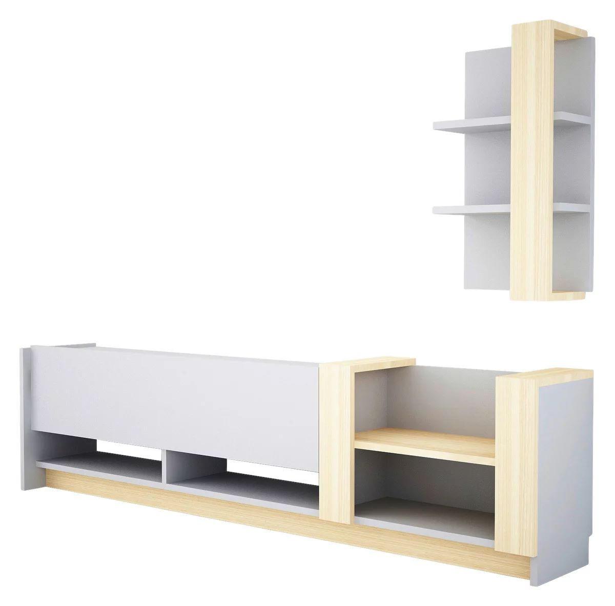 WOHNWAND Kazablanka Weiß Safir - Beige/Weiß, Holzwerkstoff (182/45/30cm) - moebel17