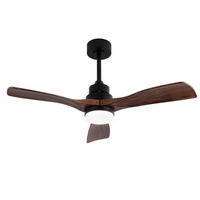 DECKENVENTILATOR 42Zoll Walnuss LED Licht 3 Flügel DC Motor - Schwarz, Kunststoff (107/107/34cm) - CASIVA