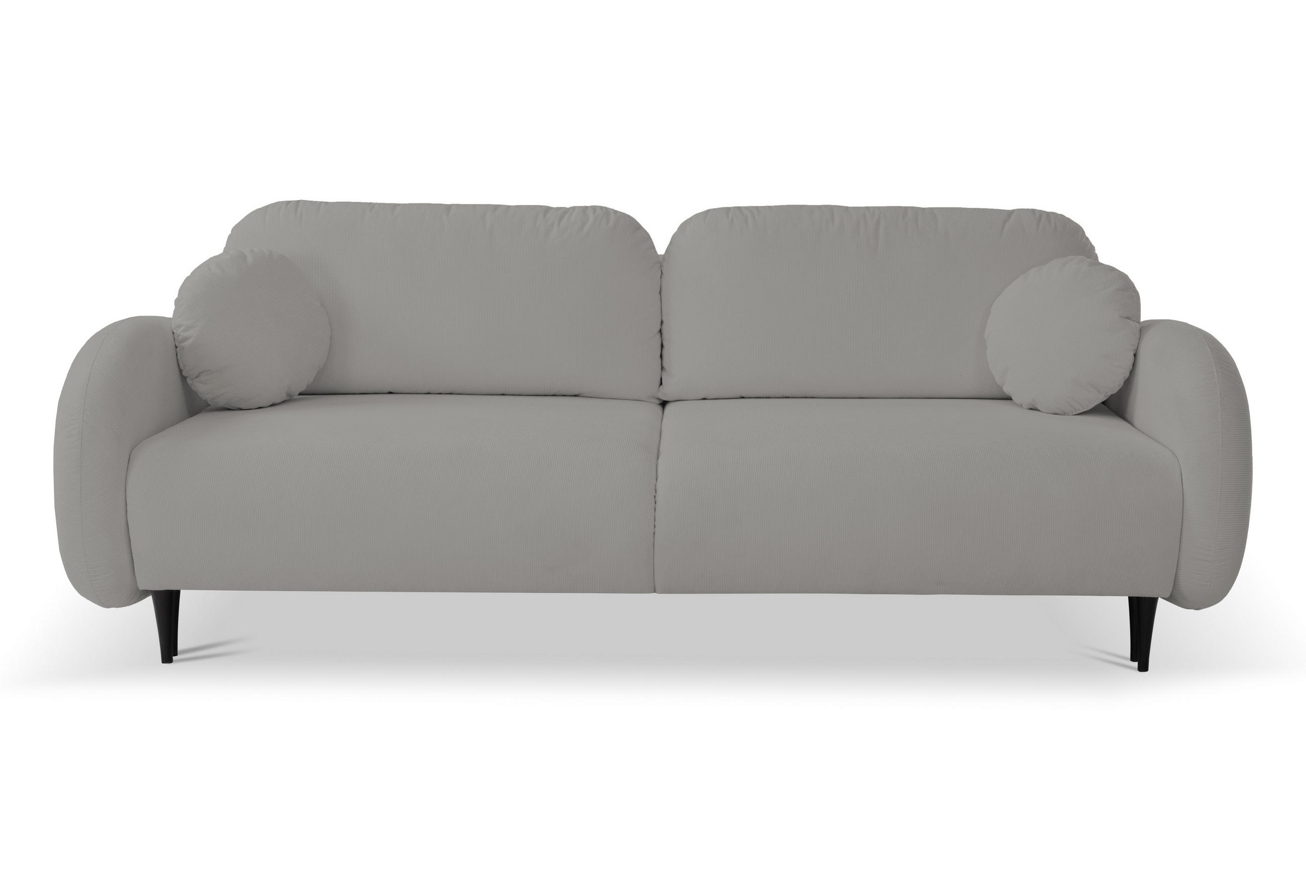 SOFA SOFT RunAgin Mit Schlaffunktion Und Bettkasten, PUR-Schaum, Schwarze Kunststofffüße, lose Rückenkissen, freistehend, 232x109x95 cm Grey - Grau, Holz/Textil (232/95/109cm) - DomoHome