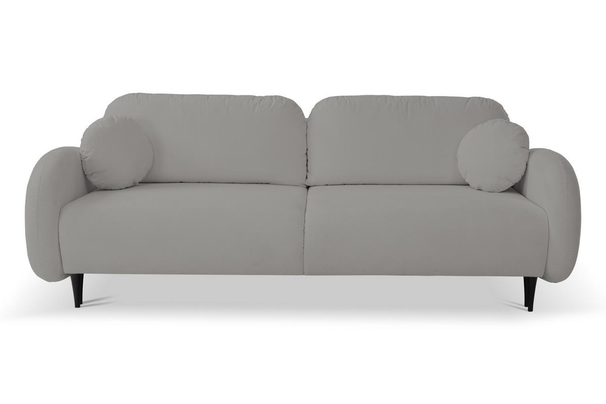 SOFA SOFT RunAgin Mit Schlaffunktion Und Bettkasten, PUR-Schaum, Schwarze Kunststofffüße, lose Rückenkissen, freistehend, 232x109x95 cm Grey - Grau, Holz/Textil (232/95/109cm) - DomoHome