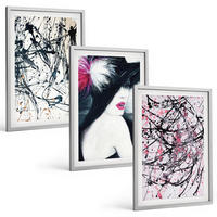 BILDER SET 3er Set - 40x60 cm Silberner Rahmen - Abstrakte Farbmuster Hut - Silberfarben, Kunststoff (40/60cm) - TULUP