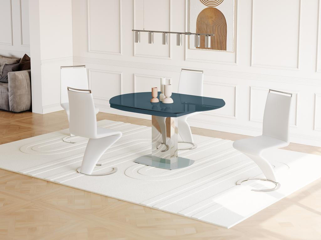 ESSTISCH ausziehbar - Glas & Metall - Grau - TALICIA - Grau, Glas (190/105/75cm) - Vente-Unique