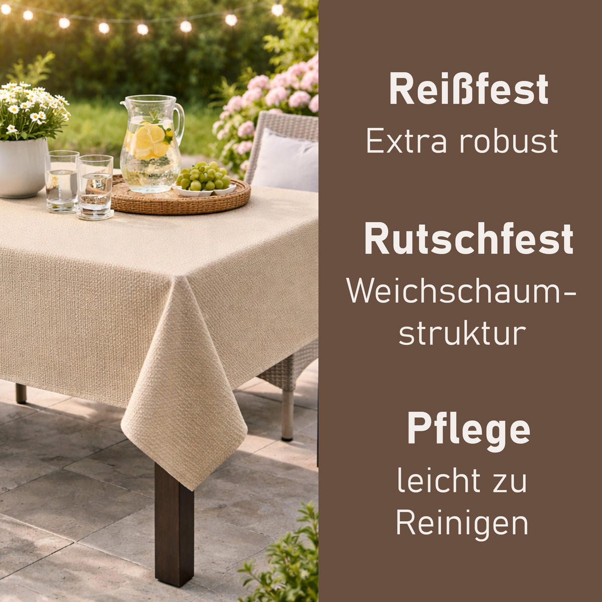 TISCHDECKE Garten Weichschaum 130x160cm - Taupe - Taupe, Kunststoff (160/130cm) - Bestlivings