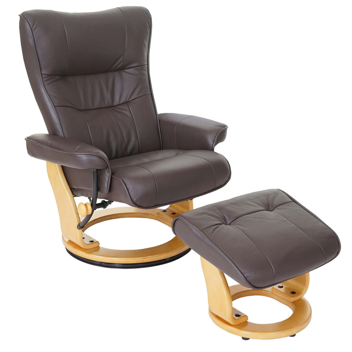 RELAXSESSEL MIT HOCKER Braun - Braun, Leder (83/104/83cm) - MCA