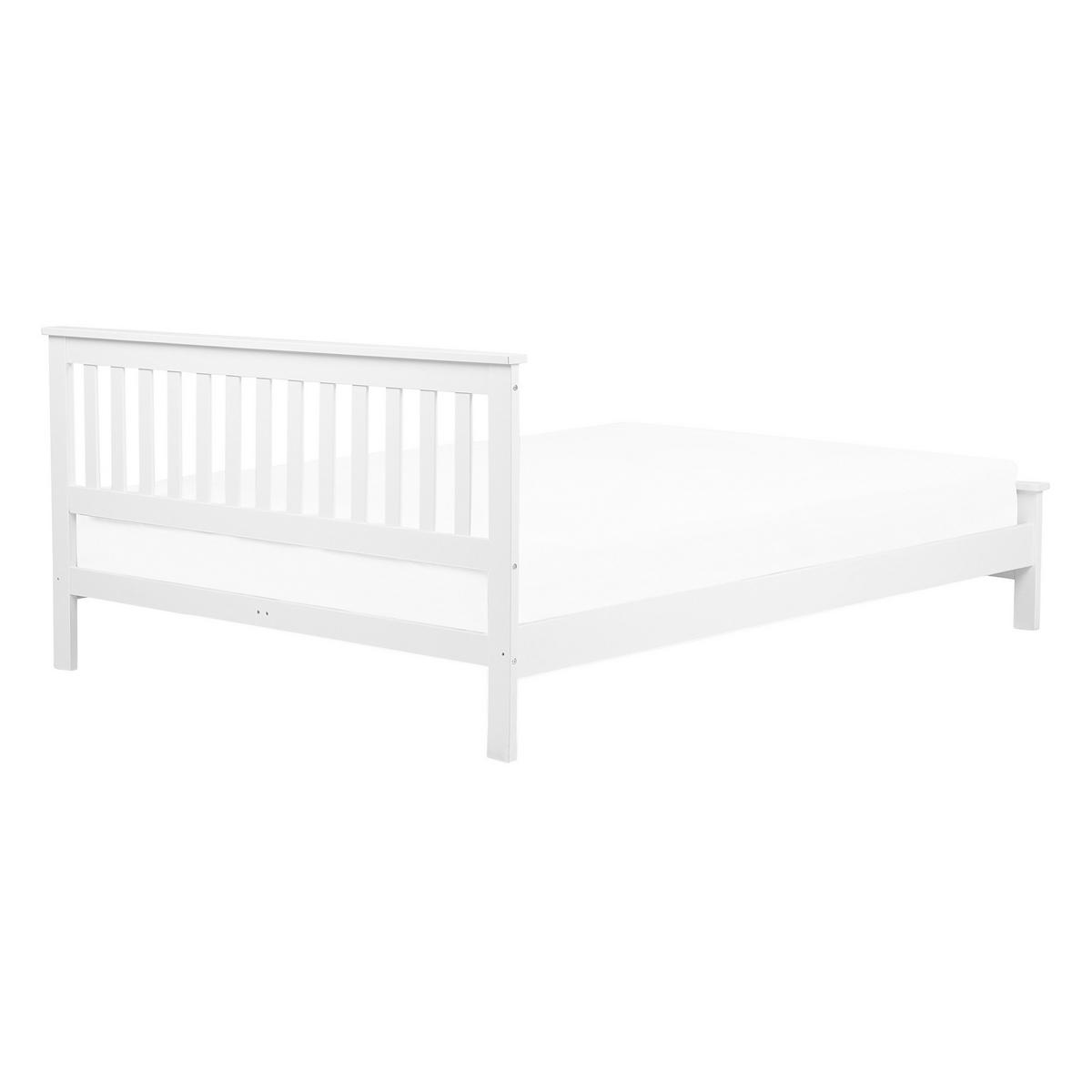 BETT mit Lattenrost 140x200 cm Weiß Mayenne - Weiß, Holz (140/200cm) - Beliani