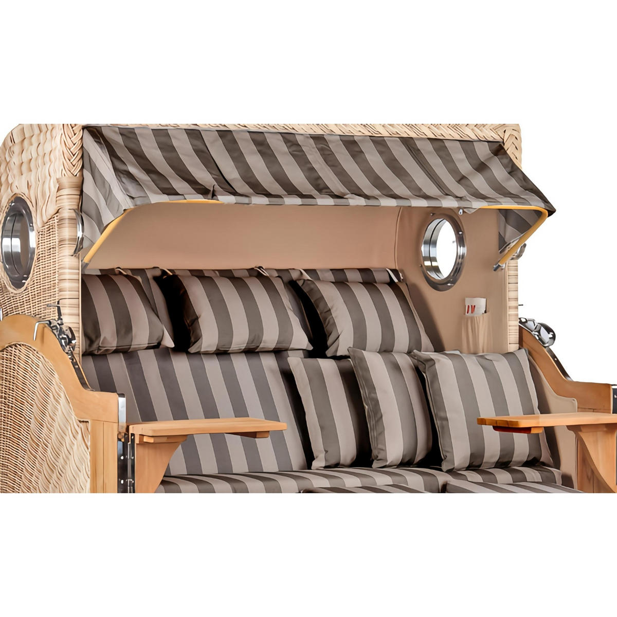 STRANDKORB XXL Baltikum mit Bullaugen - Braun/Grau, Metall (170/170/95cm) - Mr. Deko