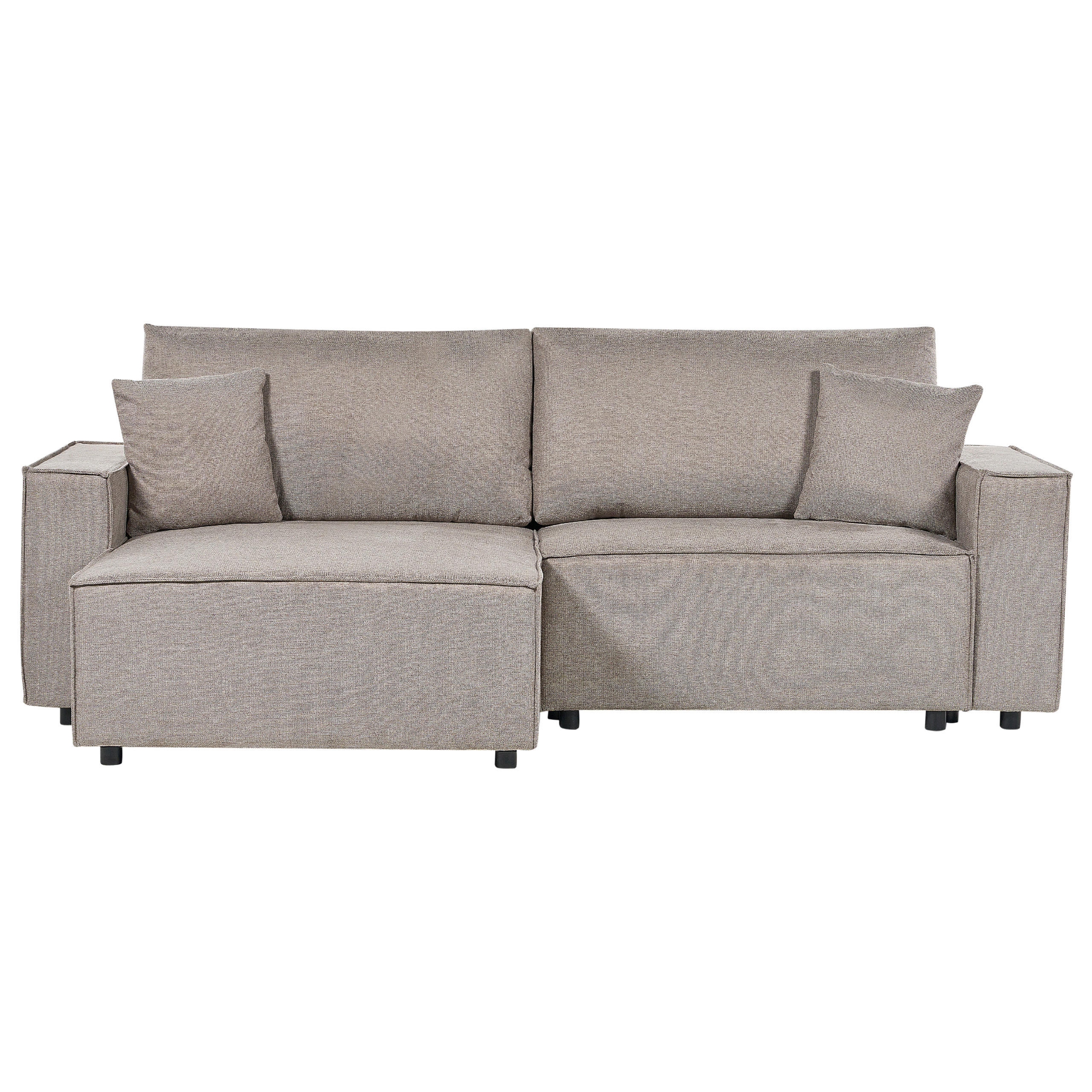 3-SITZER-ECKSOFA Taupe linksseitig mit Schlaffunktion Stauraum Karila - Taupe, Textil (250/150cm) - Beliani