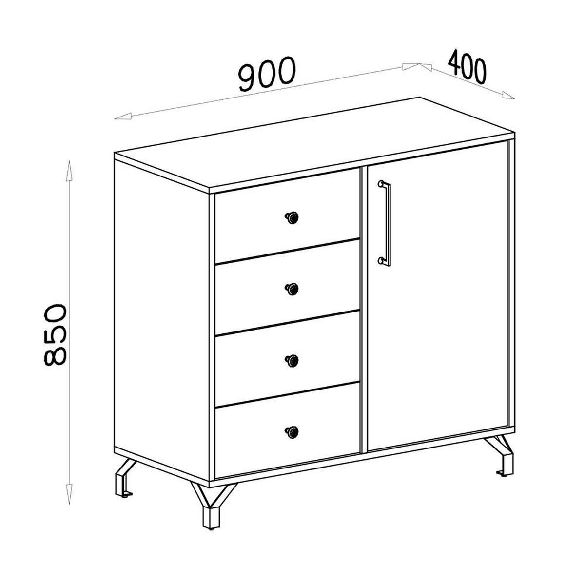 KOMMODE – 90 cm – BERGEN System – Weiß - Weiß Hochglanz, Holzwerkstoff (90/85/40cm) - hi-markt