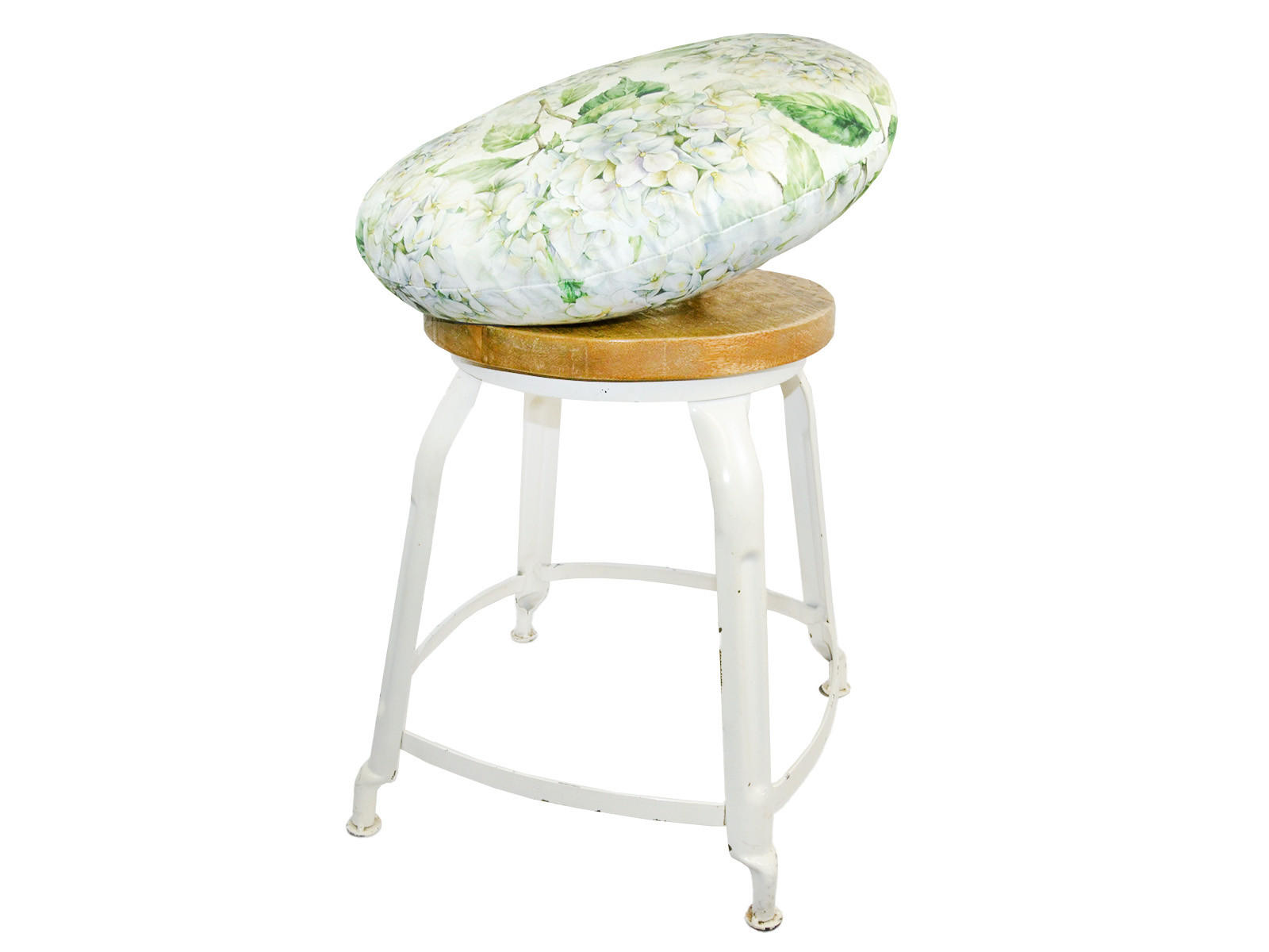 KISSENHÜLLE Rund Landlust-Hortensie weiß 50 cm Ø - Weiß/Grün, Textil (50/50cm) - beties Heimtextil