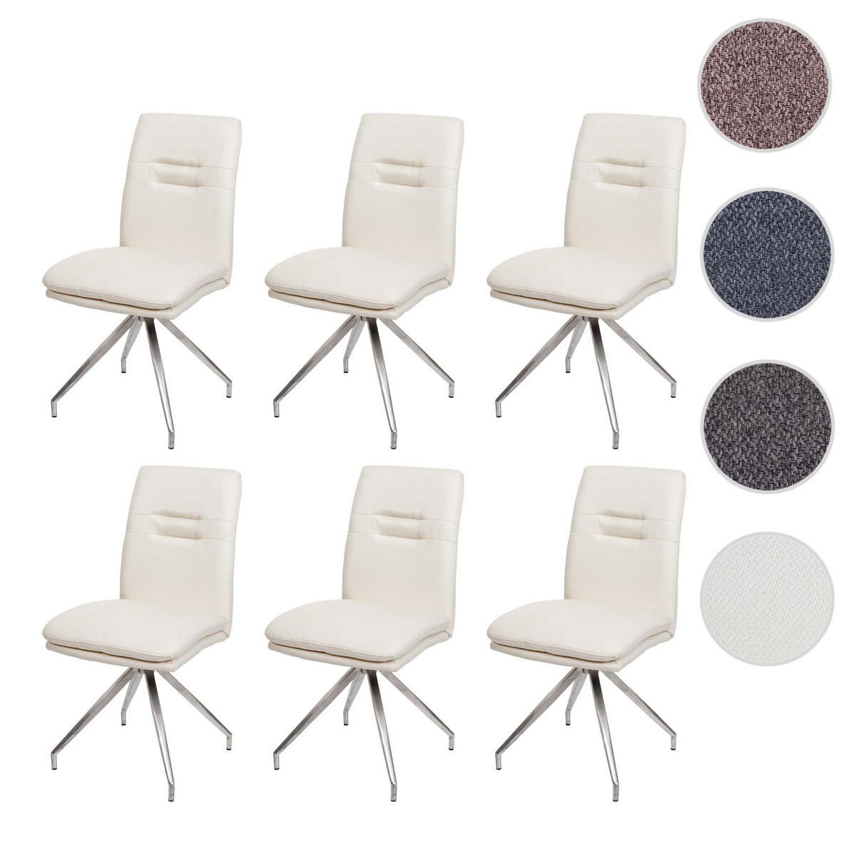 ESSZIMMERSTUHL Cremeweiß 6er-Set - Weiß, Textil (47/90/60cm) - MCW