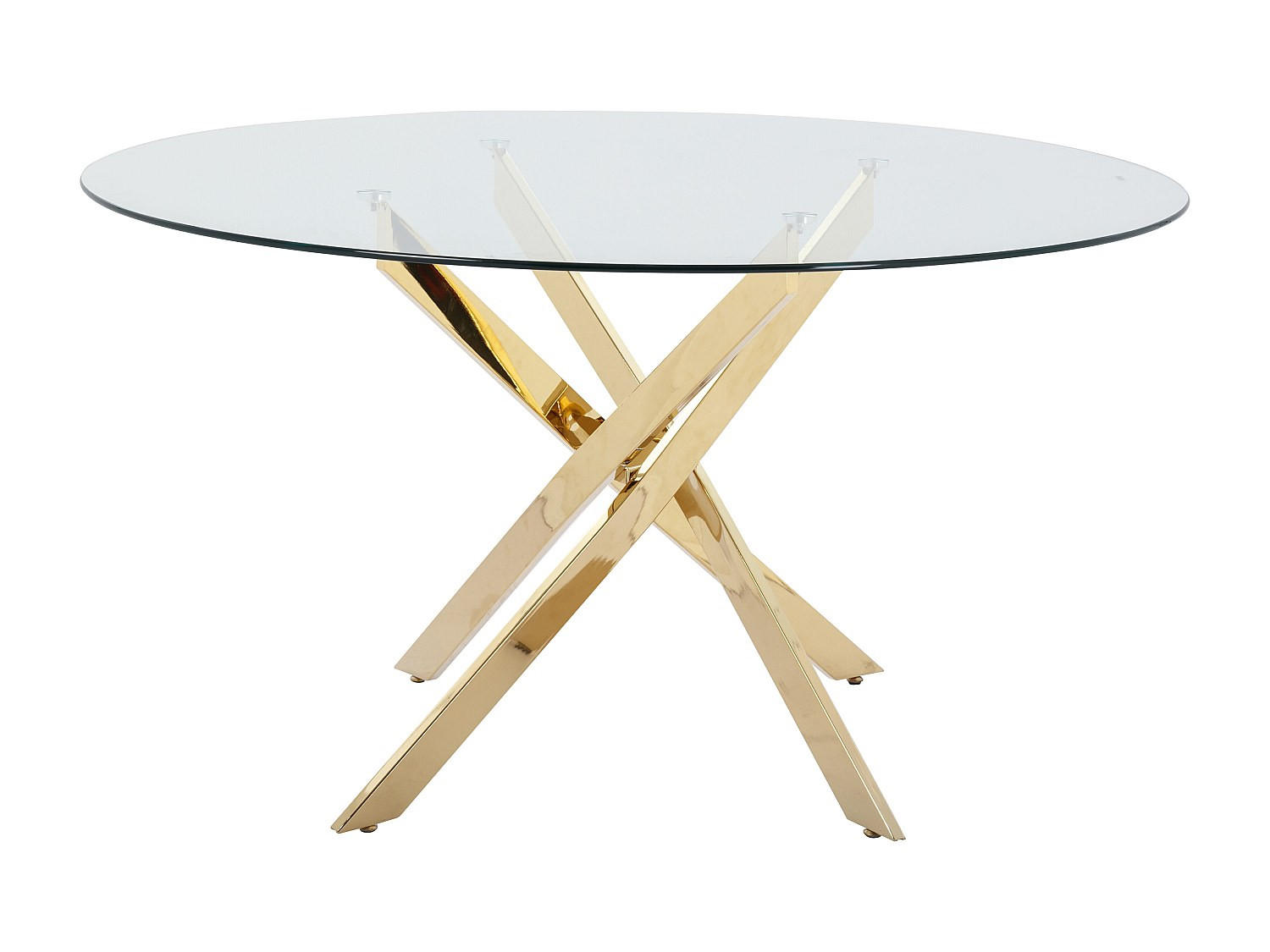 TISCH ohne Ausziehfunktion - 4 Personen - Glas - Transparent, Goldfarben - - Goldfarben, Glas (140/140/77cm) - Vente-Unique