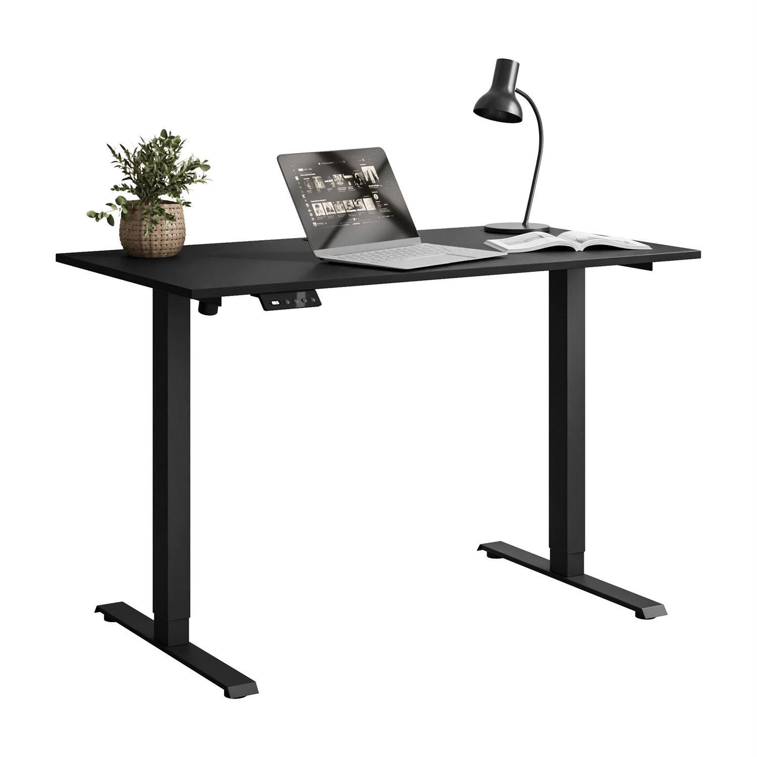 SCHREIBTISCH SPACE höhenverstellbar mit Metallbeinen schwarz/schwarz - Schwarz, Holzwerkstoff (60/110/69.5cm) - Lookway