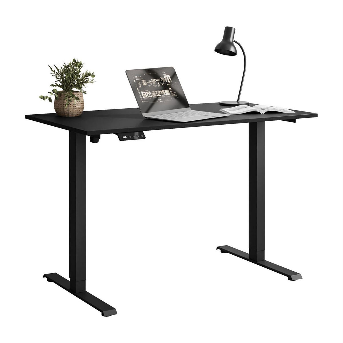 SCHREIBTISCH SPACE höhenverstellbar mit Metallbeinen schwarz/schwarz - Schwarz, Holzwerkstoff (60/110/69.5cm) - Lookway