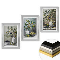 WANDBILDER 3er Set - 20x30 cm Silberner Rahmen - Keramik olivgrau - Silberfarben, Kunststoff (20/30cm) - ArtPrintCave