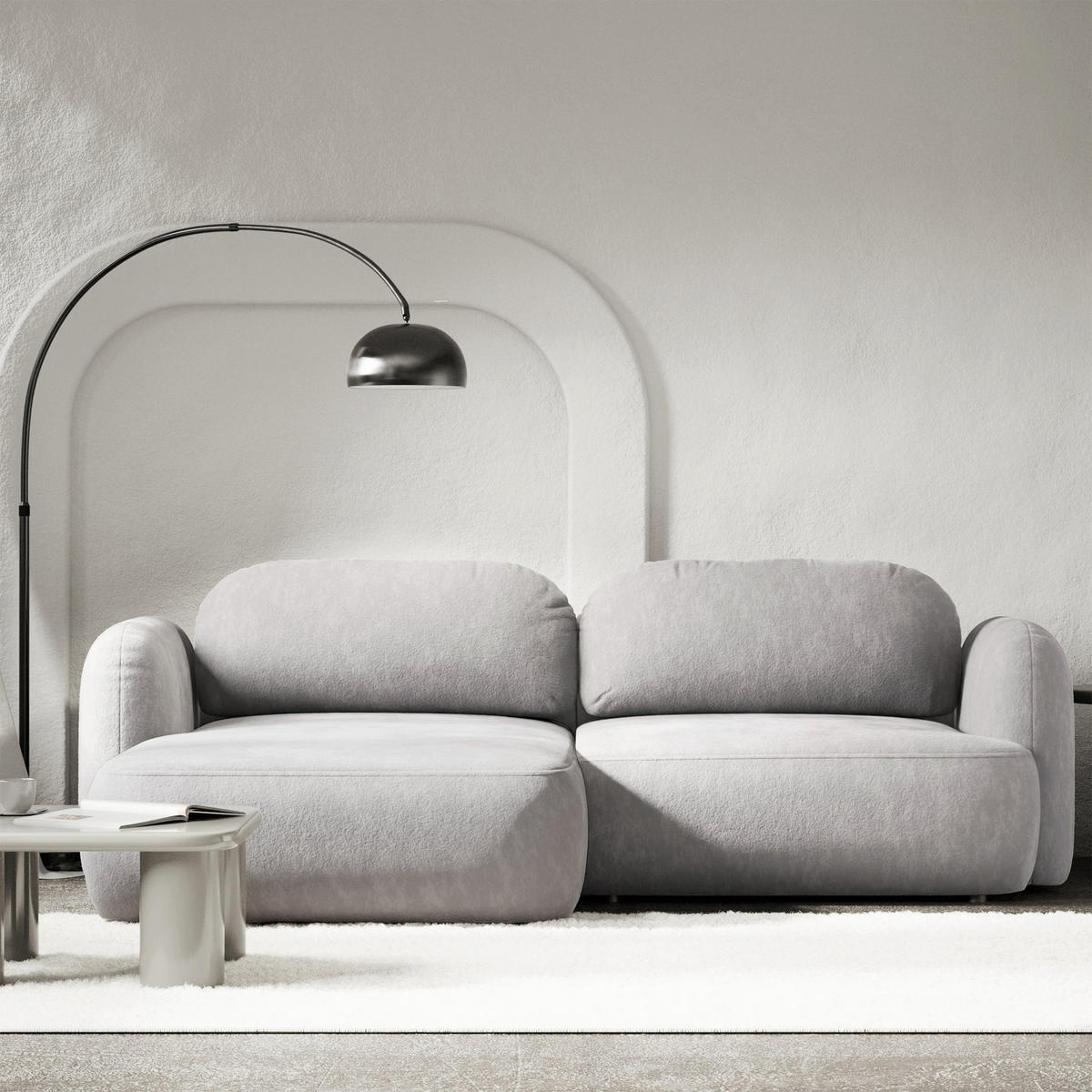 ROHOVÁ SEDAČKA Tvoya světle šedá žinylka - černá/světle šedá, textil/plast (267/175cm) - Selsey