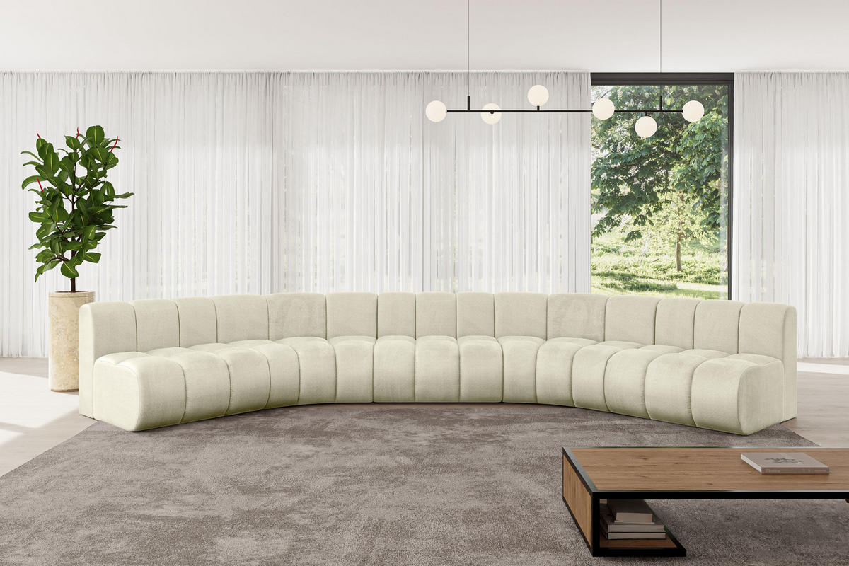 WOHNLANDSCHAFT modulares Sofa Montra-U1 - 490x174x70 cm Beige - Beige, Holzwerkstoff/Textil (490/70/174cm) - ALTDECOR