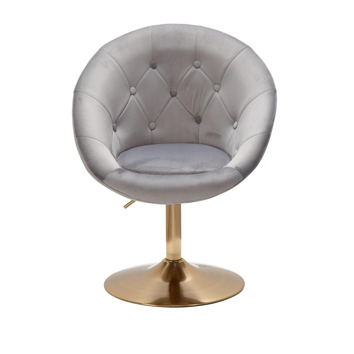 LOUNGESESSEL Chesterfield-Stil mit Samtbezug und 360° Drehfunktion, Grau 67x62x100 cm - Goldfarben/Grau, Textil/Metall (67/100/62cm) - KADIMA DESIGN