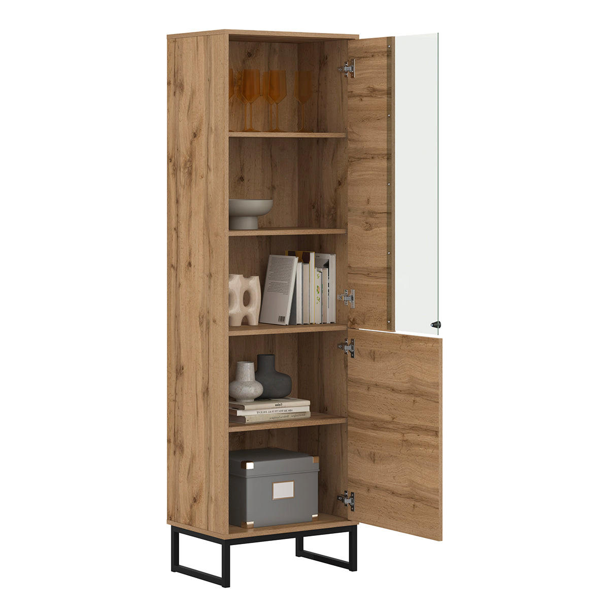 VITRINA Loa Drvo - smeđa, drvni materijal (53.5/180/36.5cm) - Petits-meubles
