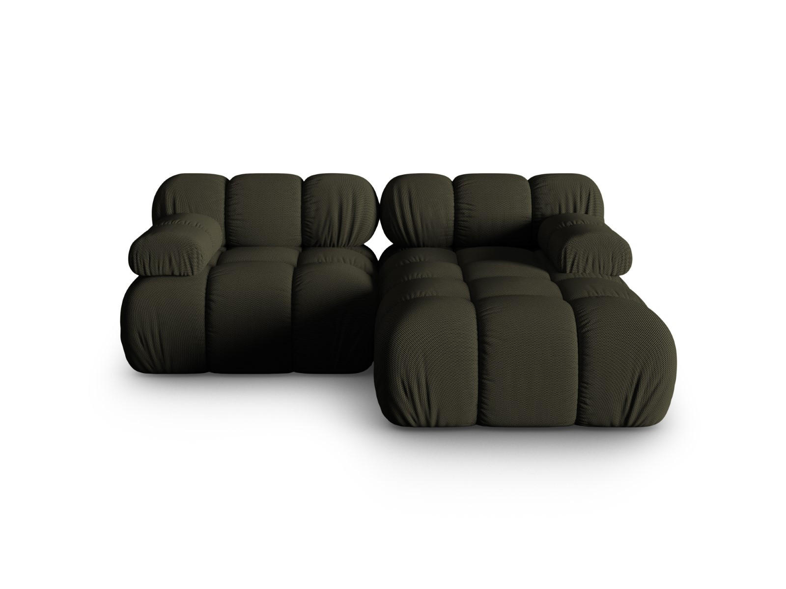 ECKSOFA modular rechts Bellis aus 3D-Stoff Amazonasgrün 3 Sitzplätze - Waldgrün, Textil (155/188cm) - Micadoni