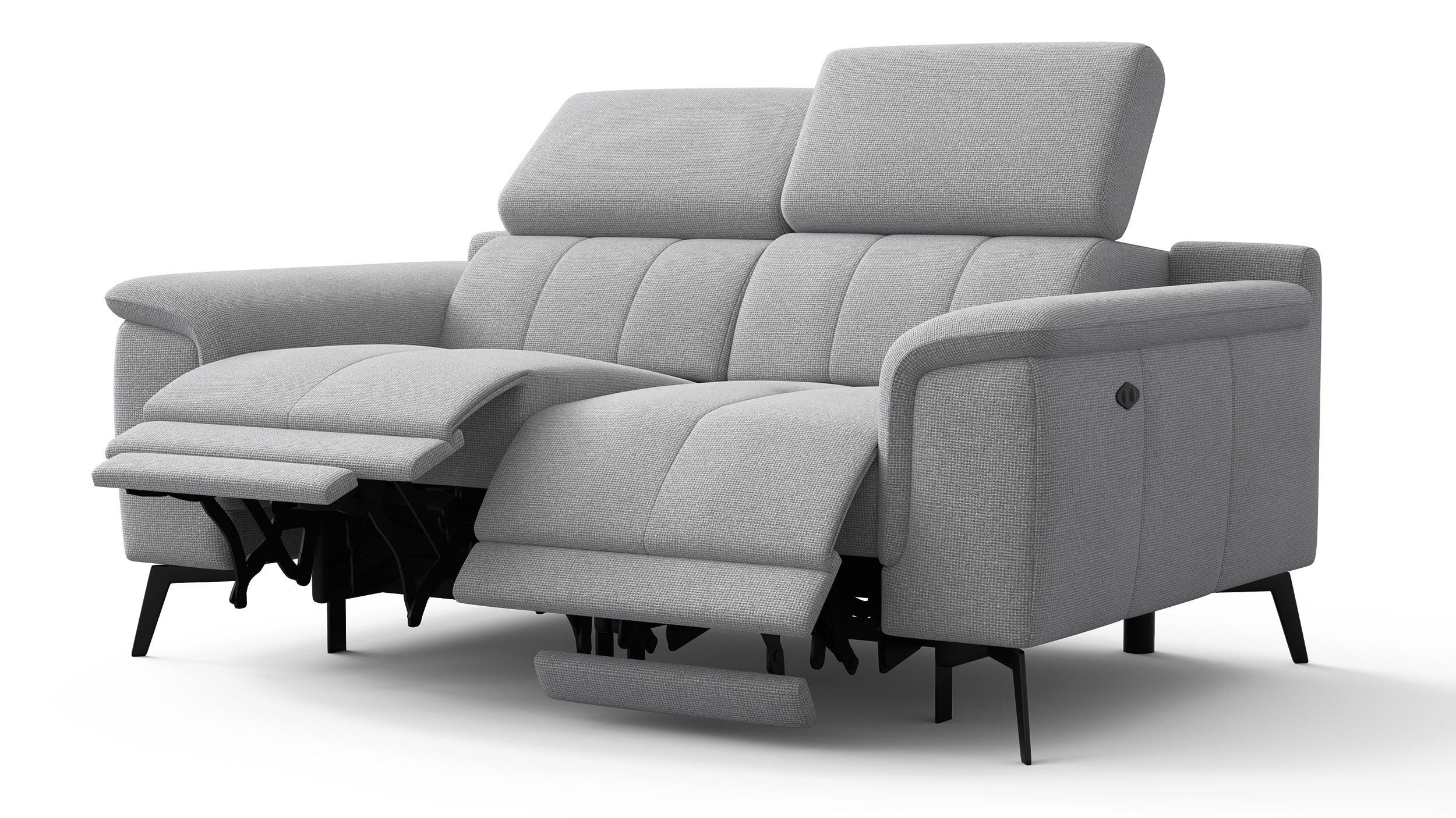 RELAXSOFA FIERO 2-Sitzer mit 2 Relaxfunktionen, silberfarben - Silberfarben/Schwarz, Holzwerkstoff/Textil (170/82/103cm) - Courtois Laville