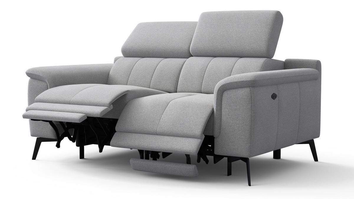 RELAXSOFA FIERO 2-Sitzer mit 2 Relaxfunktionen, silberfarben - Silberfarben/Schwarz, Holzwerkstoff/Textil (170/82/103cm) - Courtois Laville
