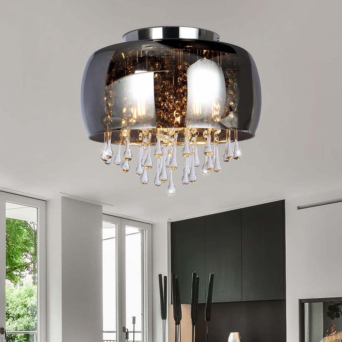 LED HÄNGELEUCHTE Kalla Chrom Klar - Silberfarben, Metall (35/35/28cm) - Globo Lighting