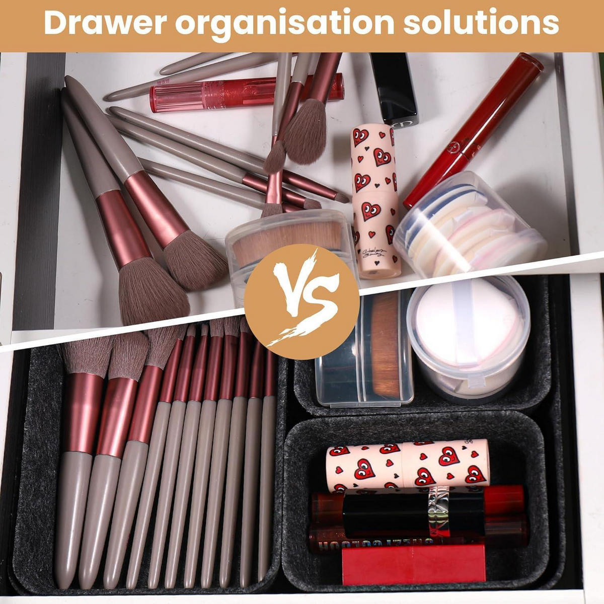 SCHUBLADEN Organizer 7er Set Filz Dunkelgrau - Anthrazit, Textil (20/5/28.5cm)
