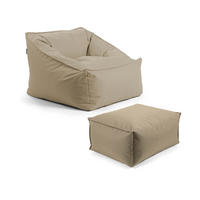 SITZSACK Der Sunnyboy mit Hocker - Beige, Textil (73/60/138cm) - Mokebo