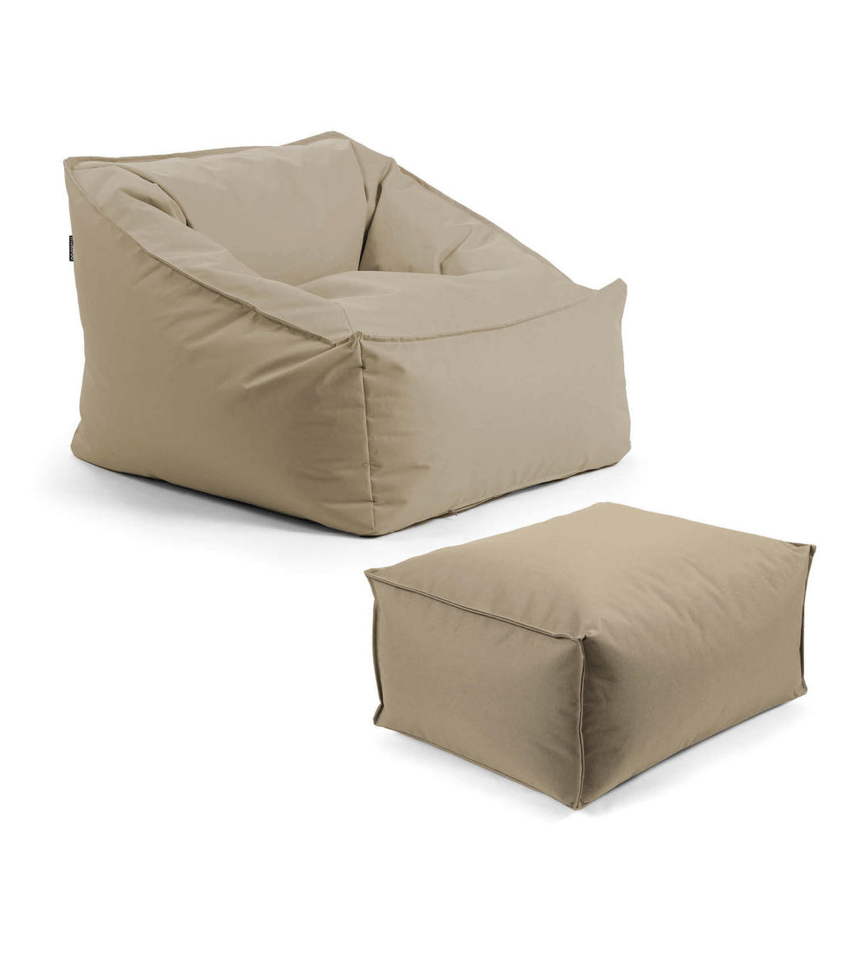 SITZSACK Der Sunnyboy mit Hocker - Beige, Textil (73/60/138cm) - Mokebo