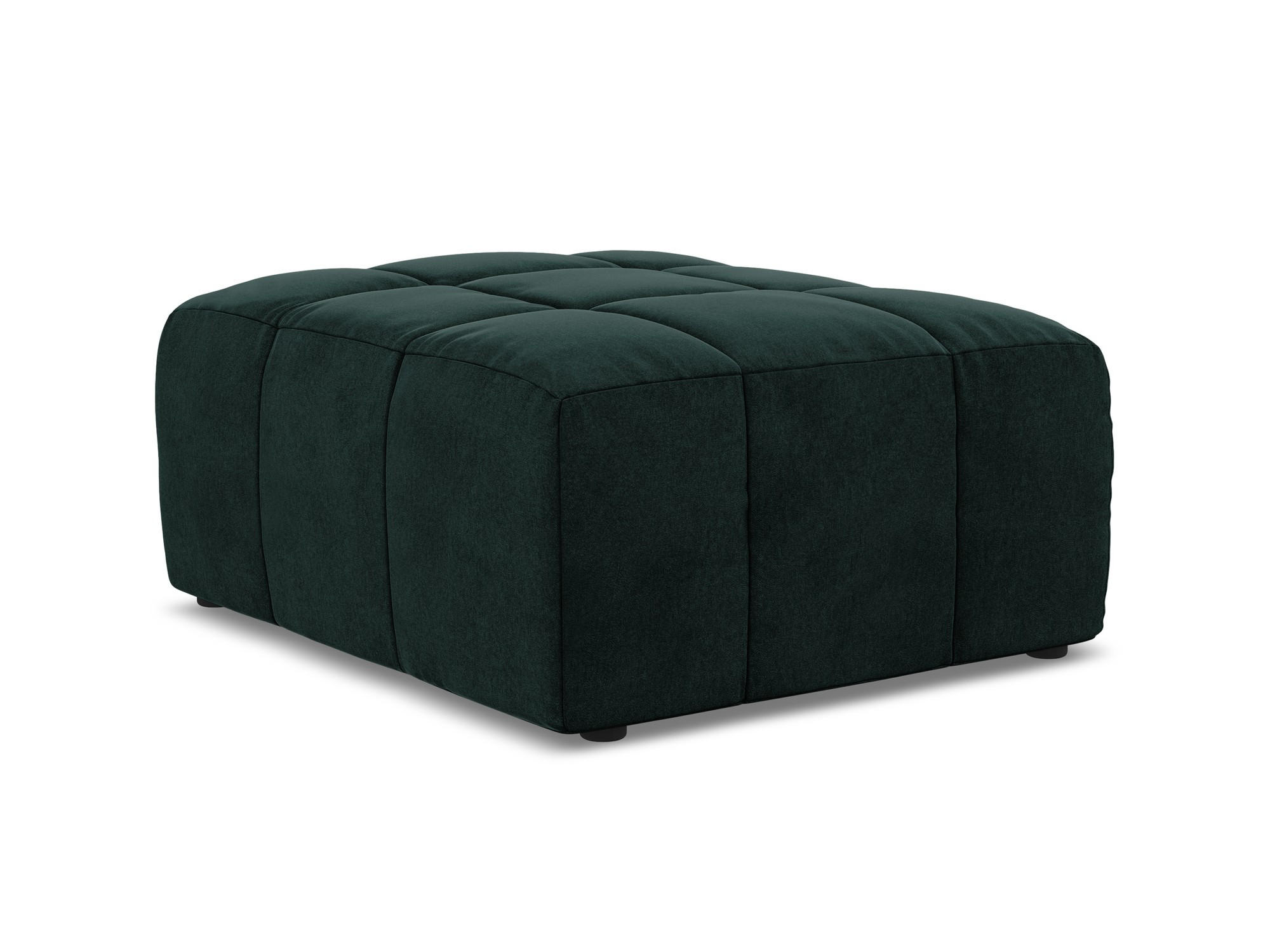 POUF Samt Stoff Grün - Salbeigrün/Schwarz, Holzwerkstoff/Kunststoff (75/41/90cm) - Makamii