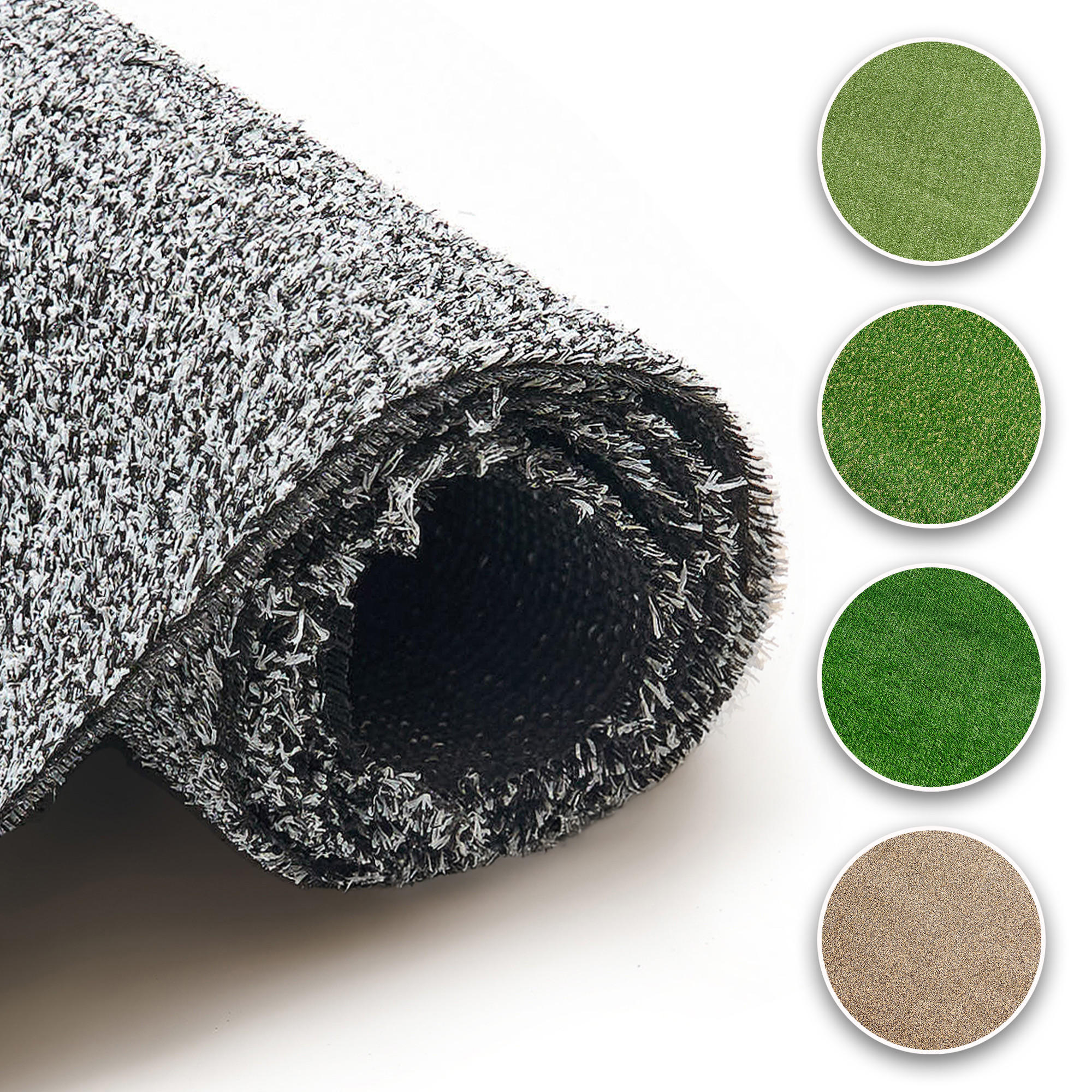 KUNSTRASEN Canyoo Schwarz Grau 6 mm – Rasenteppich, wetterfest, für Terrasse & Garten 300/850 cm - Schwarz/Grau, Textil (300/850cm) - Tapiso