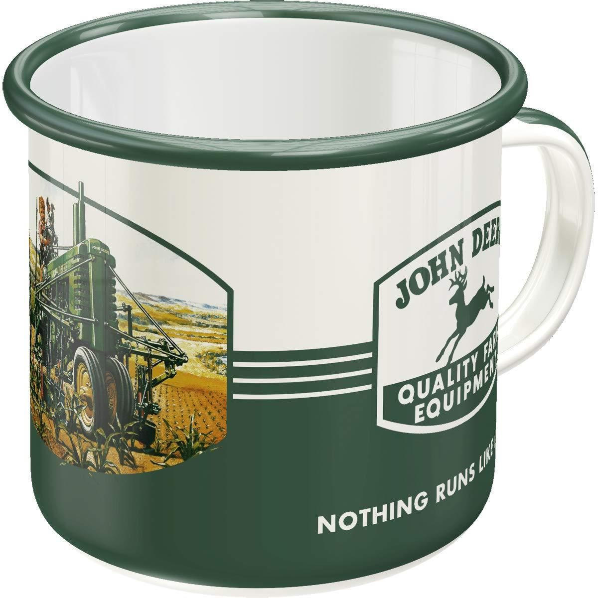 EMAILLE-BECHER 360 ml John Deere Quality Farm Equipment - Waldgrün/Weiß, Metall (0.36L) - Nostalgic-Art
