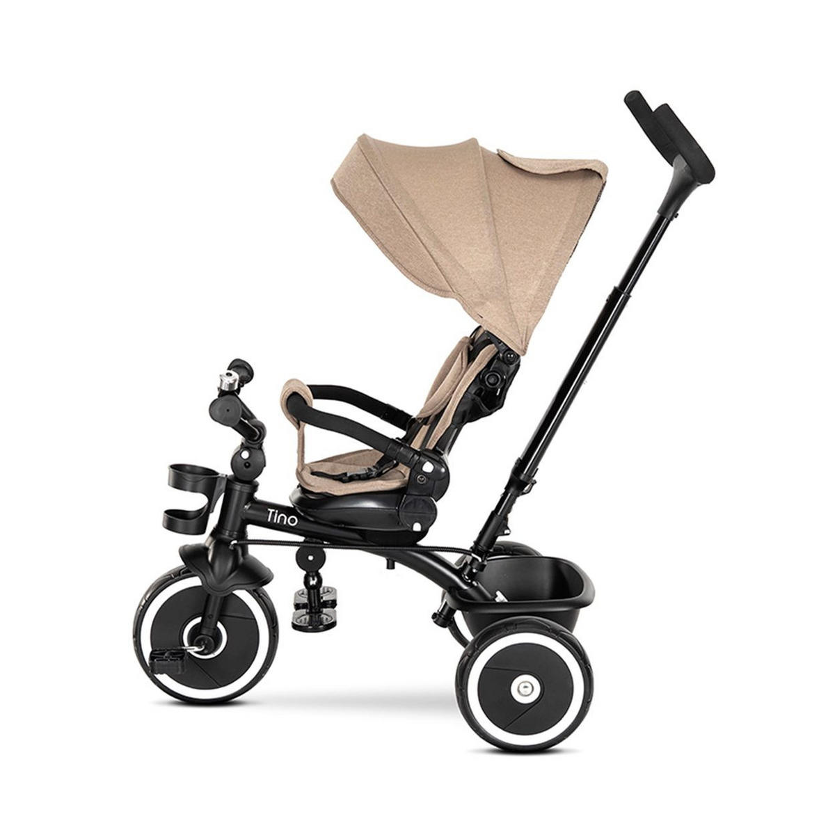 DREIRAD Tino Klingel, Korb beige umbaubar, drehbarer Sitz, Getränkehalter - Beige, Metall (108/55/96cm) - Lorelli