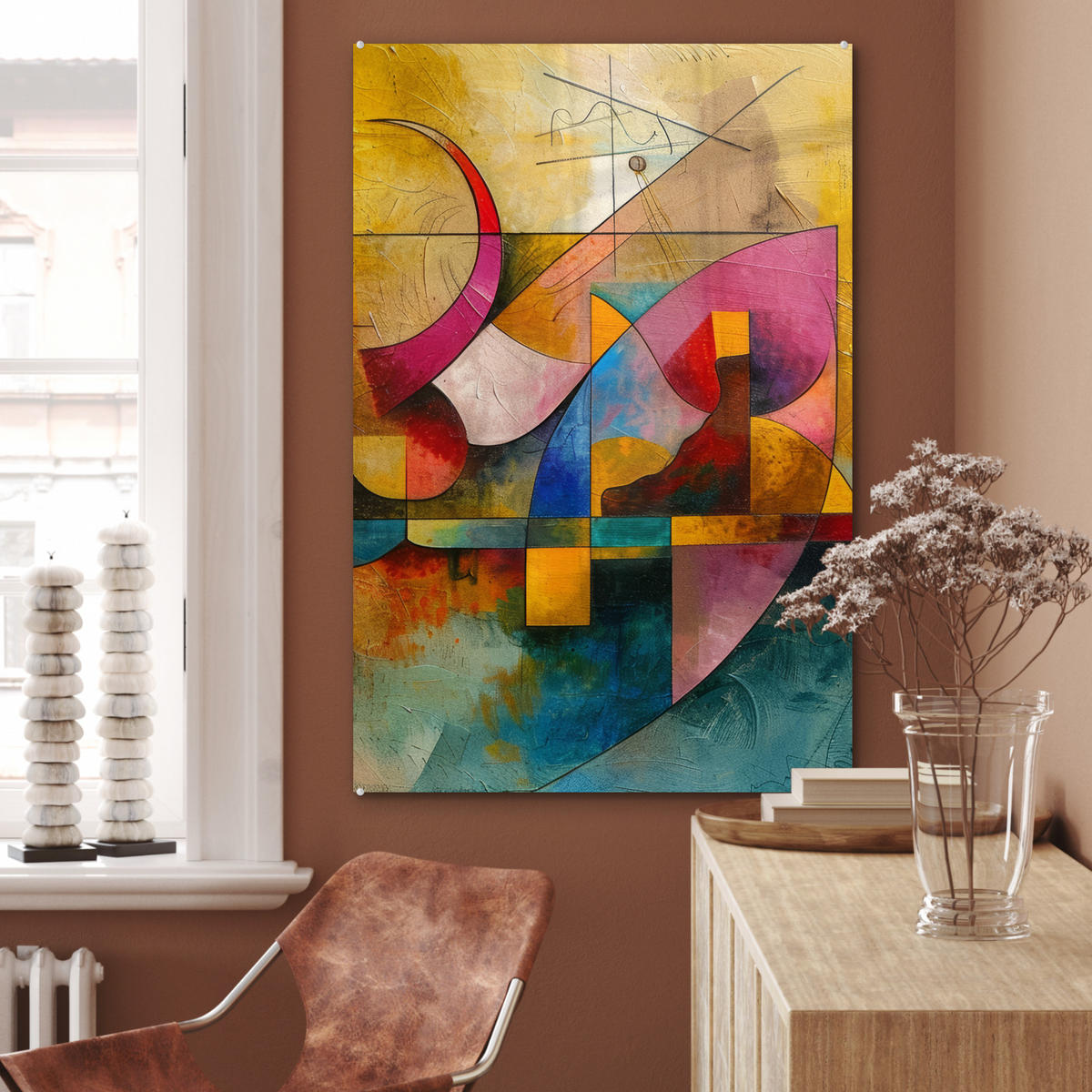ACRYLGLASBILD Kunst - Abstrakt - Modern 60x90 cm - Gelb, Glas (60/90cm) - MuchoWow