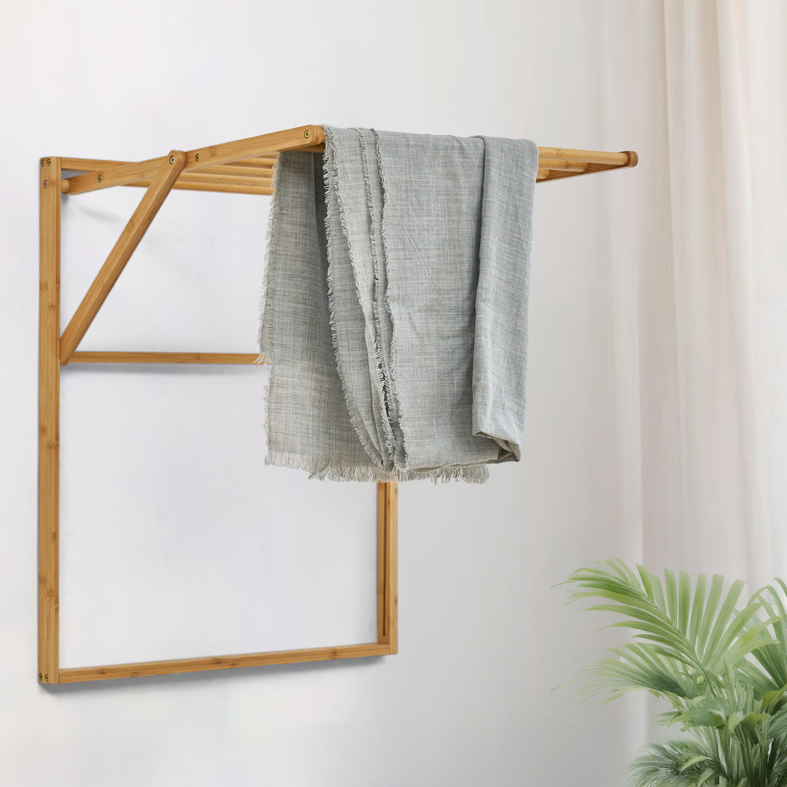 HANDTUCHHALTER Lokka Bambus klappbar - Braun, Holz (69/80/63cm) - SVITA