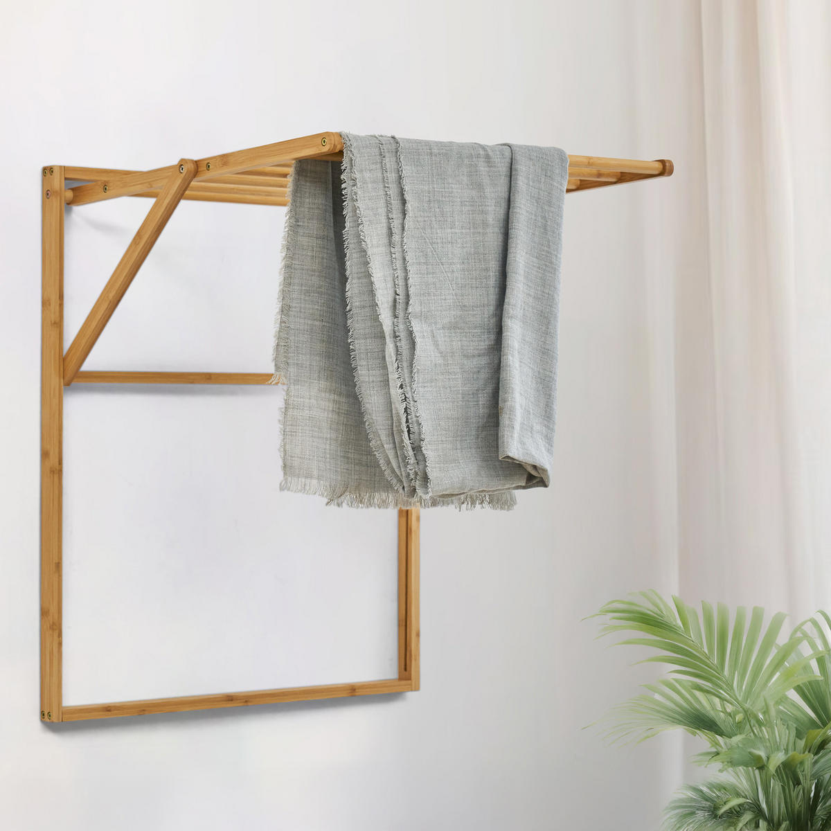 HANDTUCHHALTER Lokka Bambus klappbar - Braun, Holz (69/80/63cm) - SVITA