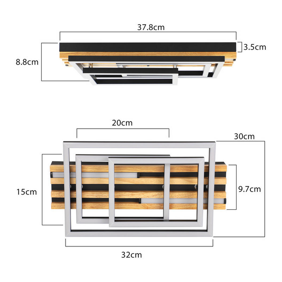 LED stropní svítidlo 20,9/38/8,8 cm - černá, kov (38/20.9/8.8cm) - Nettlife