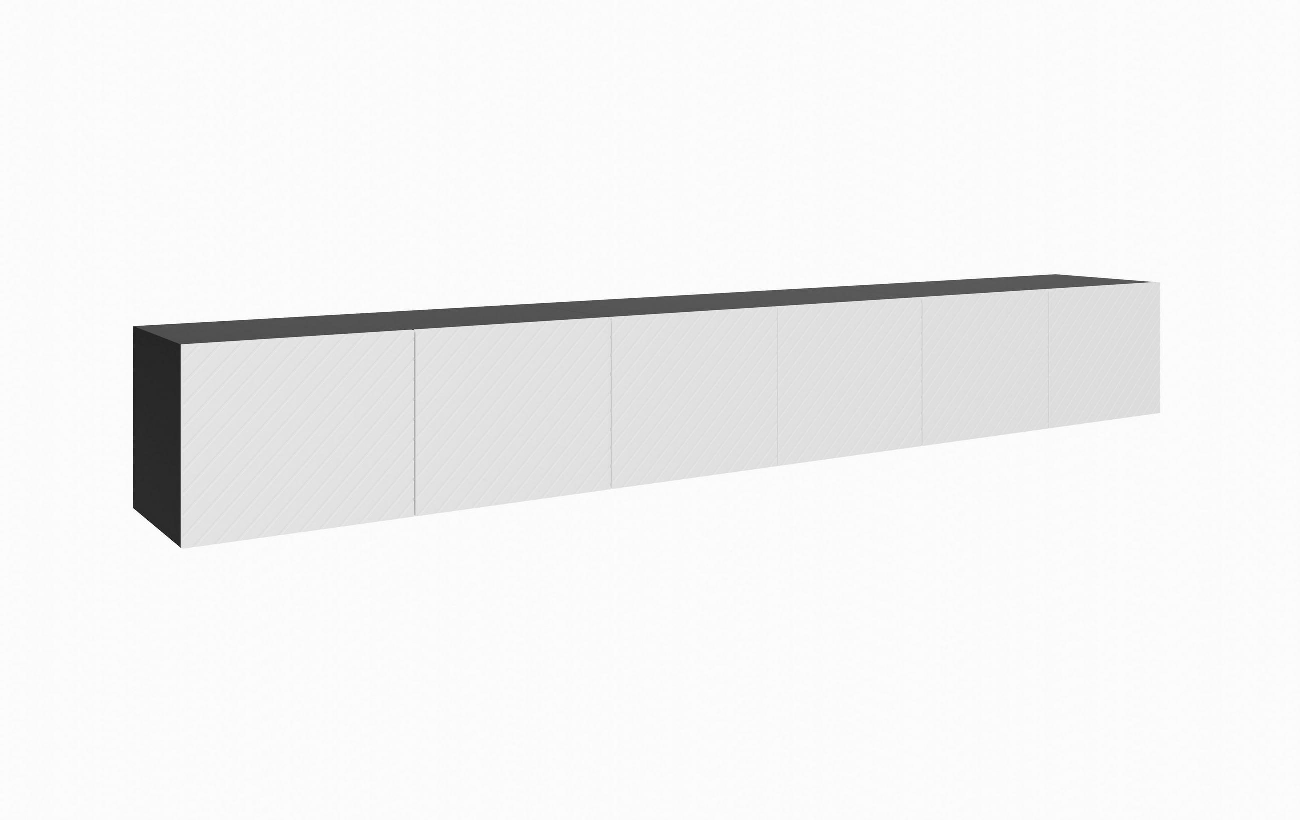 Meblini Tv-Schrank Schwarz, Weiß 300x41x40 cm