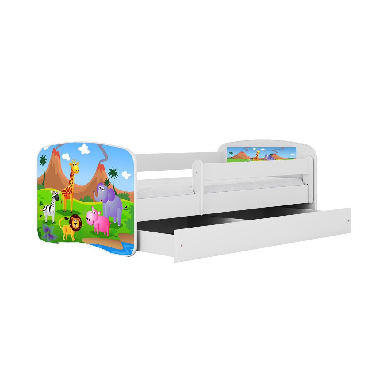 KINDERBETT Safari mit Schublade 160/80 90/61/164 - Weiß, Holzwerkstoff (80/160cm) - RAUMHIRSCH FURNITURE