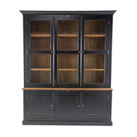 VITRINE aus massiver Akazie 206/239/50 cm - Schwarz, Naturmaterialen (50/239/54cm) - Signature