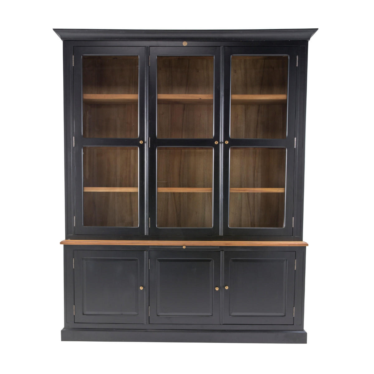 VITRINE aus massiver Akazie 206/239/50 cm - Schwarz, Naturmaterialen (50/239/54cm) - Signature