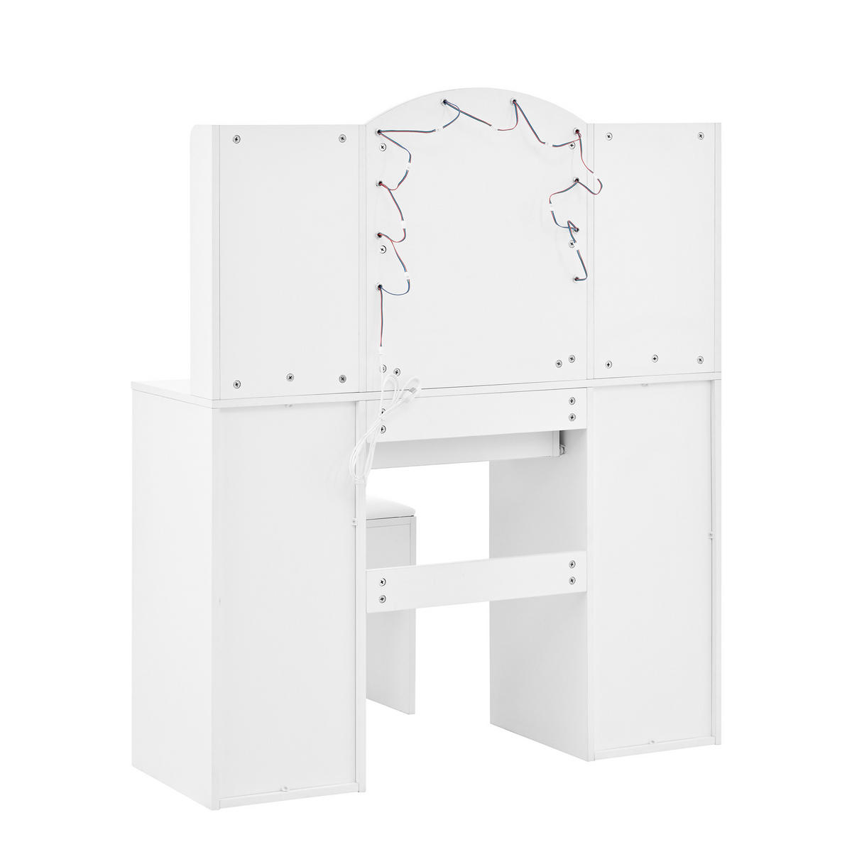 SCHMINKTISCH, LED-Beleuchtung, Spiegel, Hocker, Weiß, 110x40x132cm - Weiß, Holzwerkstoff (40/132/110cm) - FLIEKS